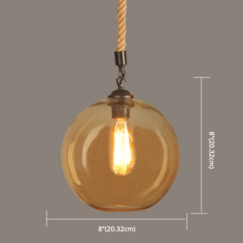 Bernsteinglas Globe Schatten Anhänger Leichtes Vintage Industrial Mini Hanging Lampe mit 39 Zoll verstellbarem Hängelseil