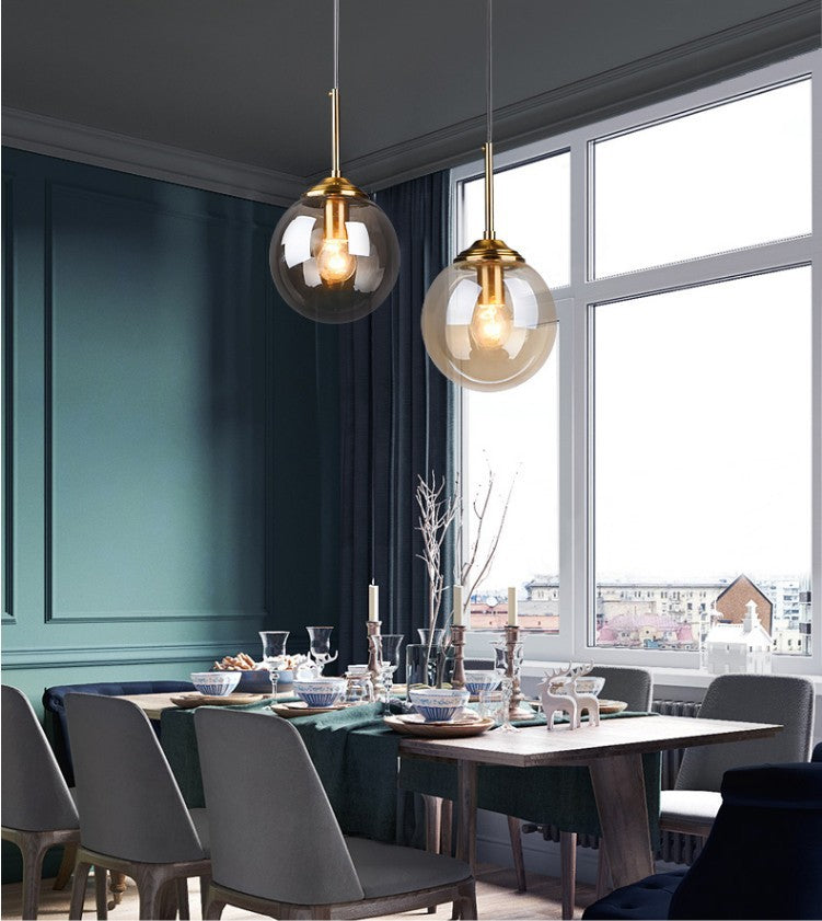 Oval Glass Modern Minimalist Suspension Pendant Light 6" Diameter Coffee Shop Hanging Lamp with 47" Hanging Wire