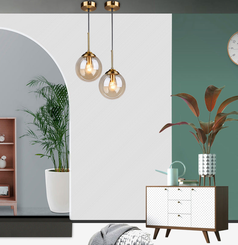 Oval Glass Modern Minimalist Suspension Pendant Light 6" Diameter Coffee Shop Hanging Lamp with 47" Hanging Wire