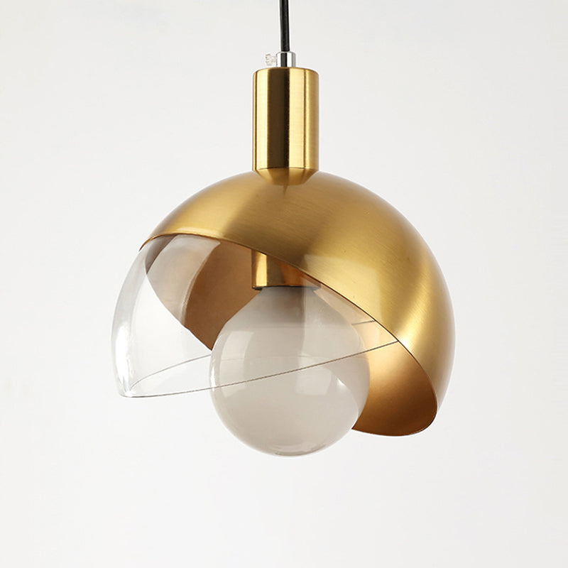 Post-modern Style Metal Suspension Pendant Light Glass Orb Shade Decorative Hanging Lamp in Gold