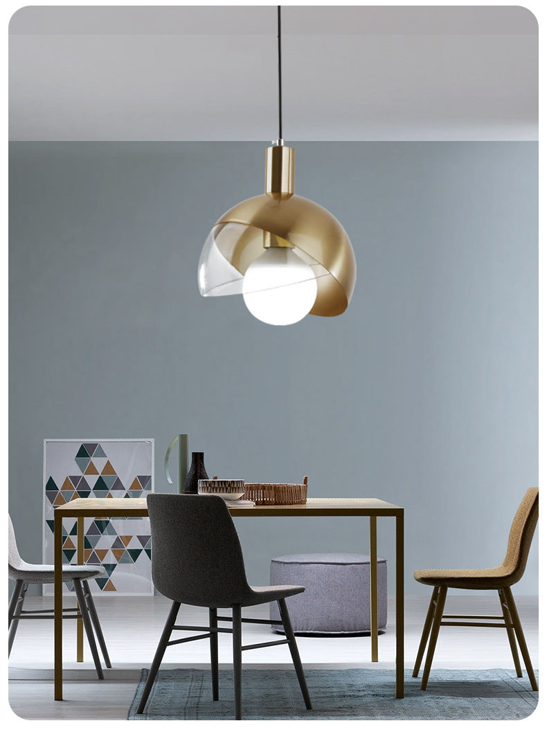 Post-modern Style Metal Suspension Pendant Light Glass Orb Shade Decorative Hanging Lamp in Gold