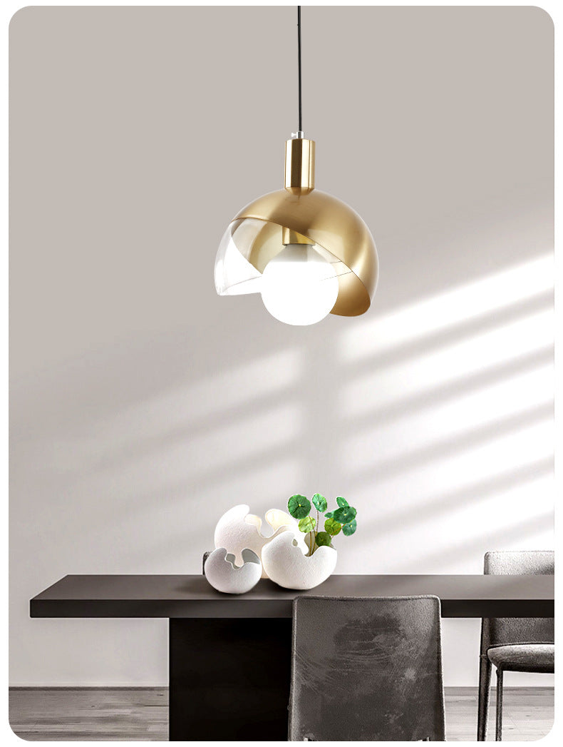 Post-modern Style Metal Suspension Pendant Light Glass Orb Shade Decorative Hanging Lamp in Gold