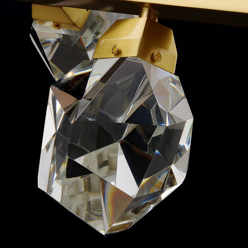 Brass LED Gemstone Hanging Light Minimalist Crystal Island Lighting for Dining Room