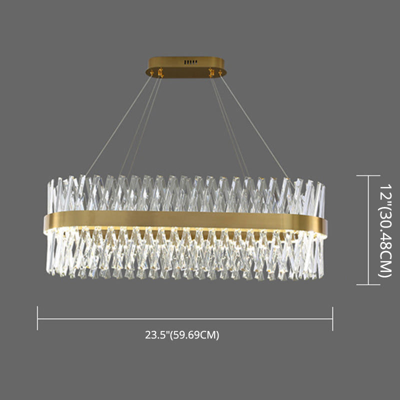 Postmodern Simple Geometric Pendant Light K9 Crystal Strip Bedroom LED Island Light in Gold
