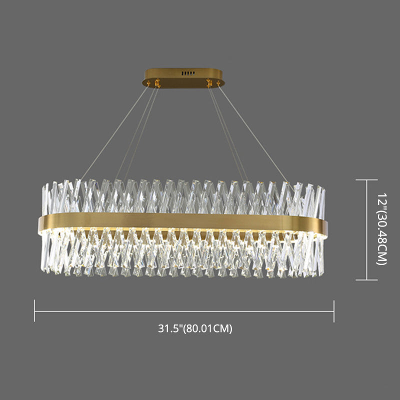 Postmodern Simple Geometric Pendant Light K9 Crystal Strip Bedroom LED Island Light in Gold