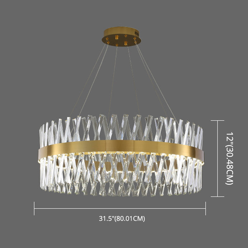 Postmodern Simple Geometric Pendant Light K9 Crystal Strip Bedroom LED Island Light in Gold