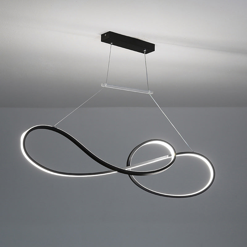 LED Strip Island Light Fixture Minimalist Metal Dining Room Linear Pendant Lighting