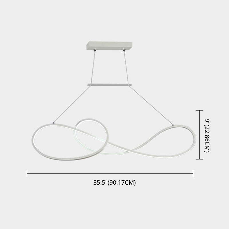 LED Strip Island Light Fixture Minimalist Metal Dining Room Linear Pendant Lighting