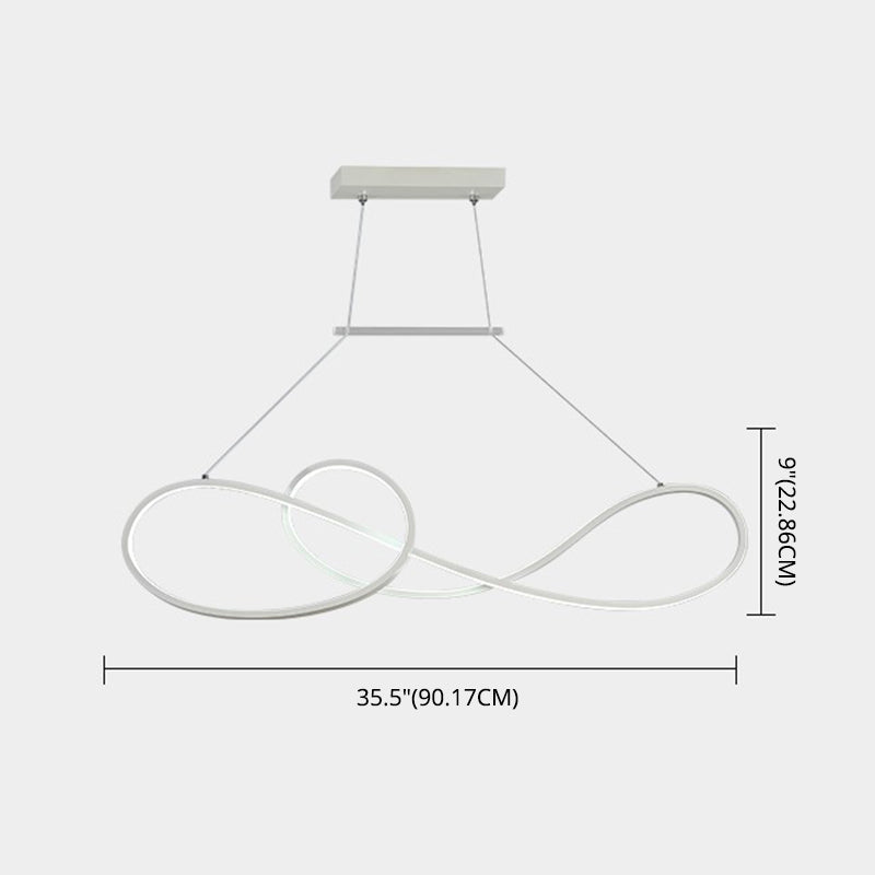 LED Strip Island Light Fixture Minimalist Metal Dining Room Linear Pendant Lighting