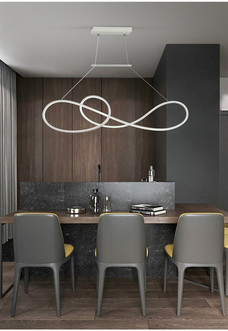 LED Strip Island Light Fixture Minimalist Metal Dining Room Linear Pendant Lighting