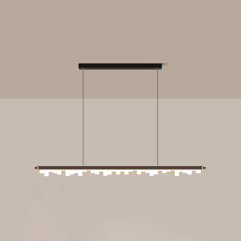 Matte Effect Tubular Metal Island Lighting Simple Style LED Ceiling Light with Acrylic Shade