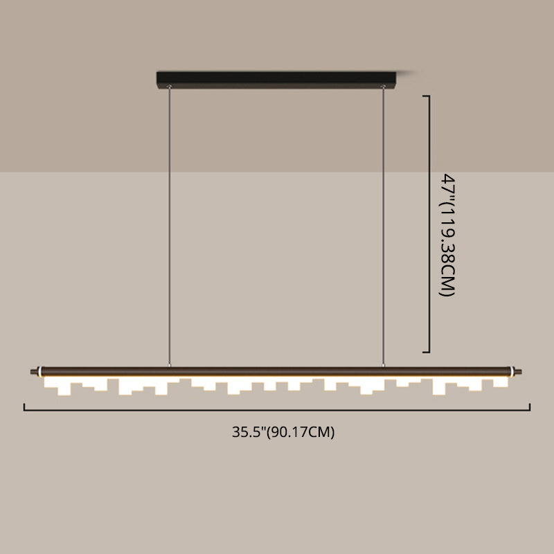 Matte Effect Tubular Metal Island Lighting Simple Style LED Ceiling Light with Acrylic Shade