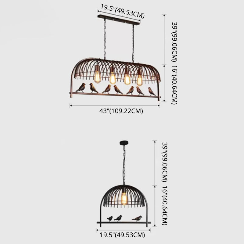 Bird Cage Dining Room Ceiling Suspension Light Farmhouse Metal Hanging Light over Island