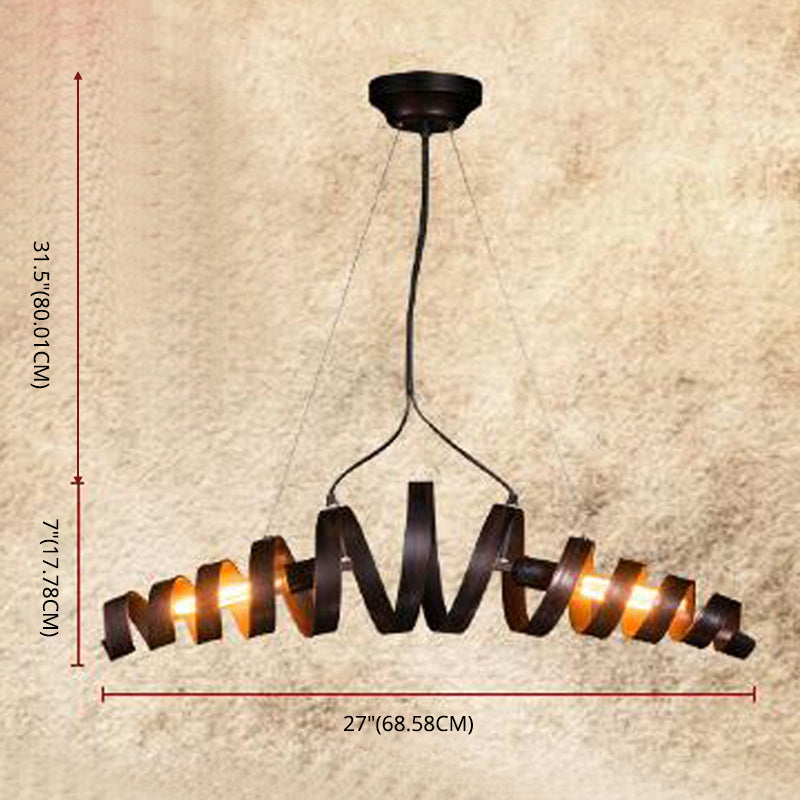 Iluminación de la isla de metal espiral estilo industrial de estilo industrial lámpara colgante de barra de café en óxido