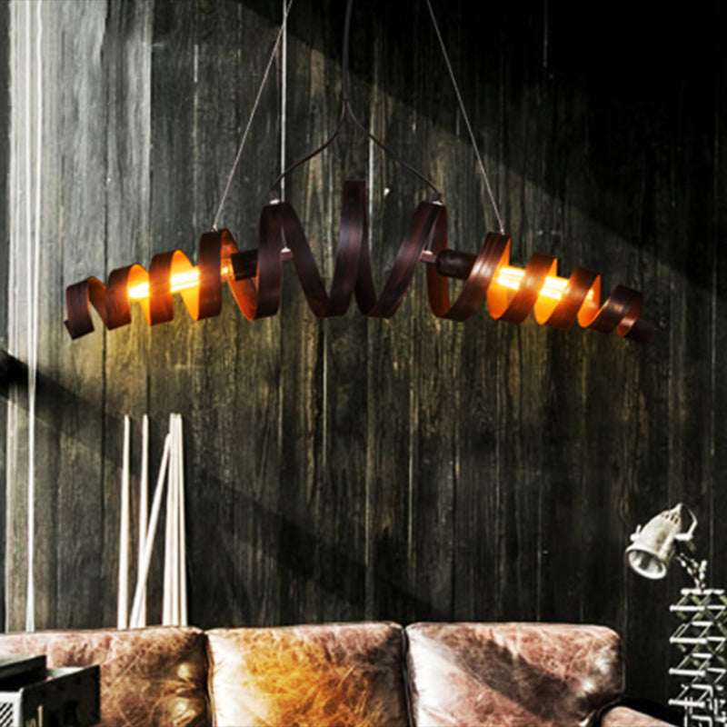 Iluminación de la isla de metal espiral estilo industrial de estilo industrial lámpara colgante de barra de café en óxido