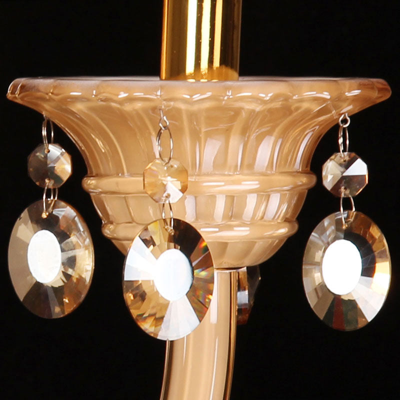 Braccio curvo lampada da parete in vetro bianco tradizionale tradizionale 1 testa salotto luce con accento cristallino smusso