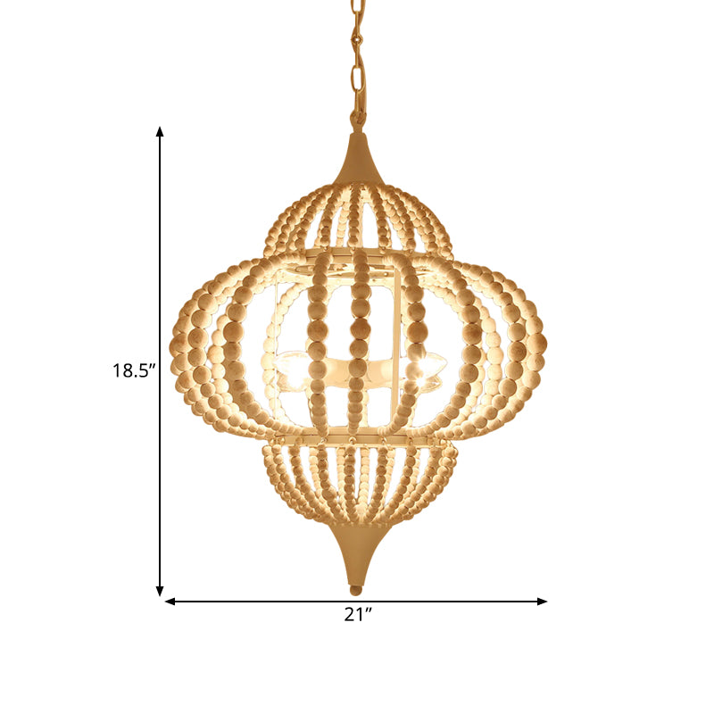 Pendard à 9 coups de luminaire Light Lightture de plafond de lanterne en bois en blanc cottage en bois en blanc