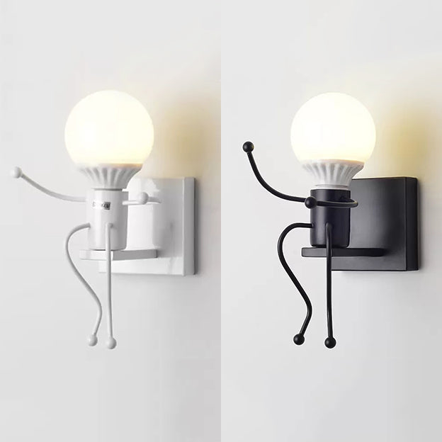 Sitting People Shaped Wall Sconce One Bulb Modern Style Metal Night Light for Bedroom