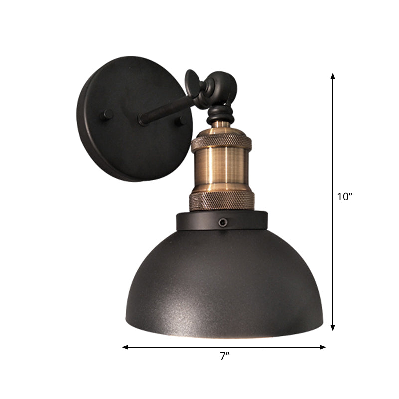 Dome Restaurant Wall Lighting Metal 1 Light Modern Style Adjustable Wall Sconce Lamp in Black