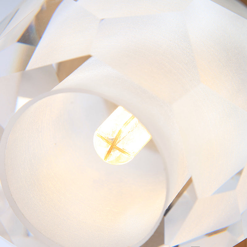 Faceted Globe Shade Wall Lamp Modern Stylish Clear Glass 1 Light Golden Wall Mounted Light for Hallway