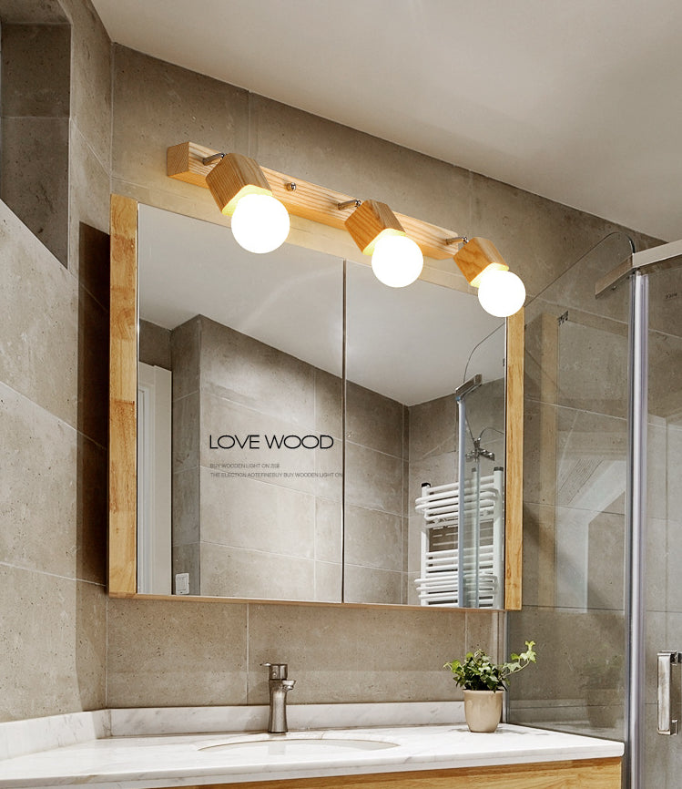 Moderne houten ijdelheid spiegel licht verstelbare gewapende badkamer ijdelheid sconce lichten