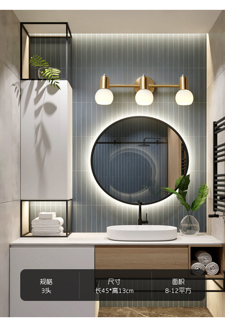 Nordic Luxury Metal Vanity Mirror Lights Down Lighting Bath Vanity Lighting in Glass Shade