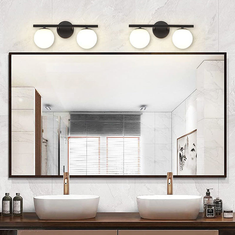 Frosted Glass Ball Vanity Lamps Bathroom Contemporary Style Metal Vanity Sconce