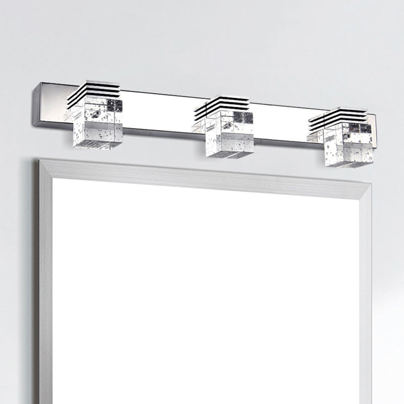 Vanité en acier inoxydable luminaire de style moderne Bubble Crystal Shade Bathroom Wall Éclairage