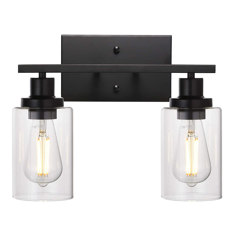 Industrial Style Wall Mounted Lamp 2 Heads Vanity Lamp in Pure Glass Shade for Bathroom