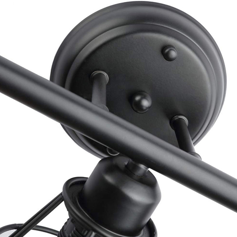 3 lumières Vanité de salle de bain clair fer noir finition murale miroir monté