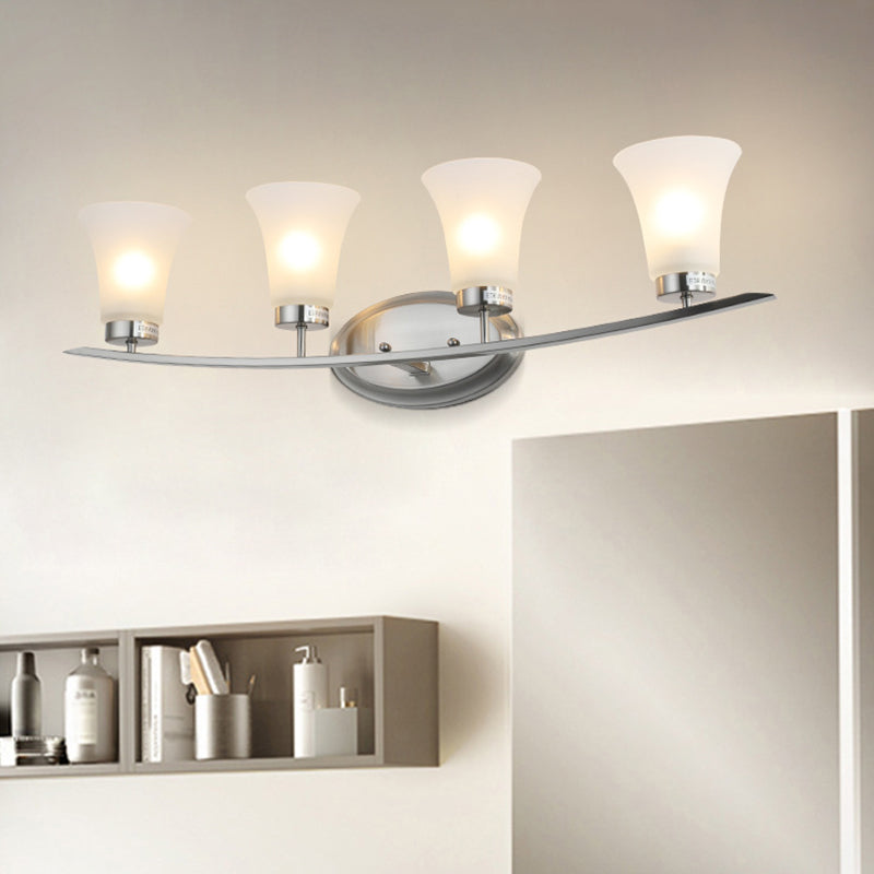 American Simplicity Wall Mounted Lights 4 Lights Opal White Glass Vanity Wall Sconce for Bathroom