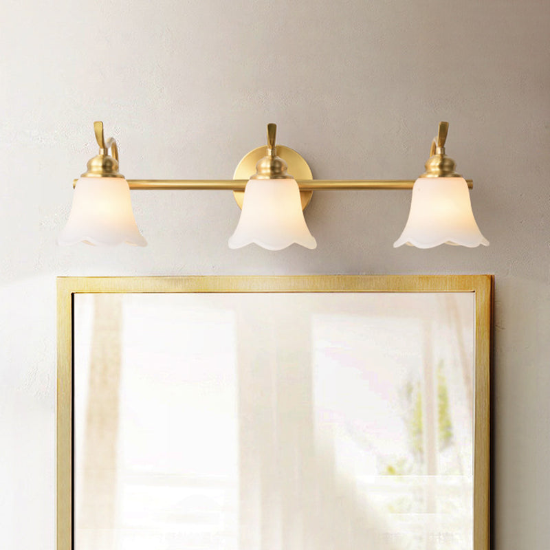 American Brass Indoor Wall Lighting Down Lighting Vanity Light above Mirror in Frosted Glass