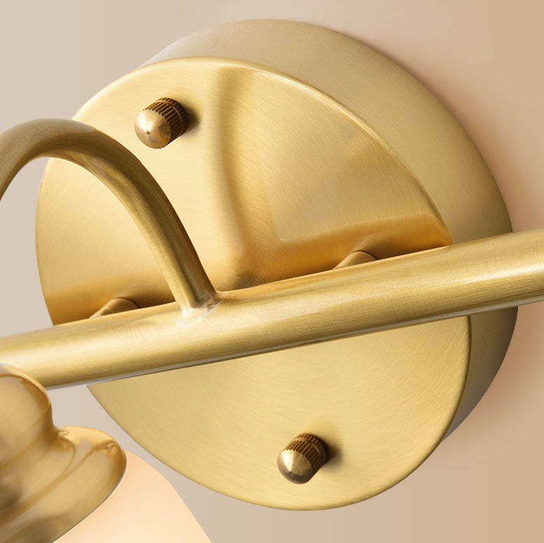 Luz de la pared interior de latón americano iluminación de la iluminación luz de tocador sobre el espejo en vidrio esmerilado