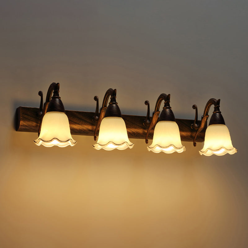 2 lumières Lumières de salle de bain American American American American Light au-dessus du miroir en verre blanc