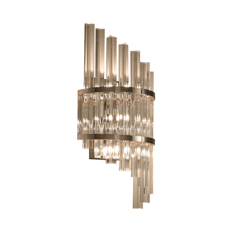 Clear Crystal Prism Sconce Lighting Modern 3 Lights Chrome/Gold Finish Wall Mounted Lamp for Living Room