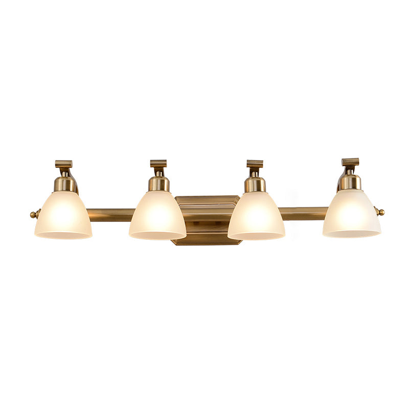 American LED Bath Vanity Lighting Brass Bathroom Lighting for Makeup in Frosted Glass Shade