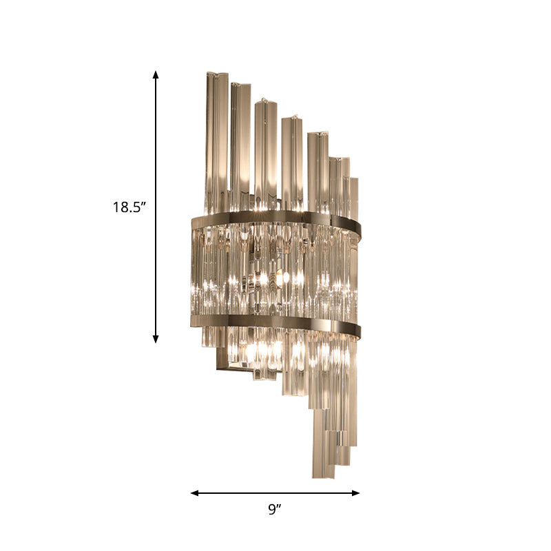 Clear Crystal Prism Sconce Lighting Modern 3 Lights Chrome/Gold Finish Wall Mounted Lamp for Living Room