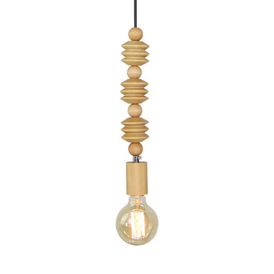 Lampada a sospensione del legno sferico Lampada a sospensione Stile 1 illuminazione a sospensione leggero con lampadina nuda, altezza 12,5 "/14"