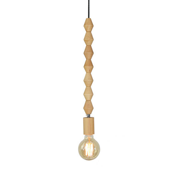 Lampada a sospensione del legno sferico Lampada a sospensione Stile 1 illuminazione a sospensione leggero con lampadina nuda, altezza 12,5 "/14"