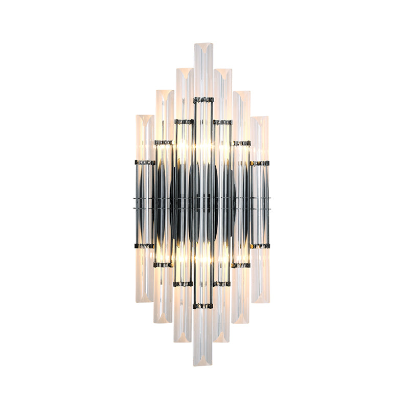 Modernist Style Tubular Wall Lighting Clear Crystal 2 Lights Living Room Wall Light Fixture in Chrome