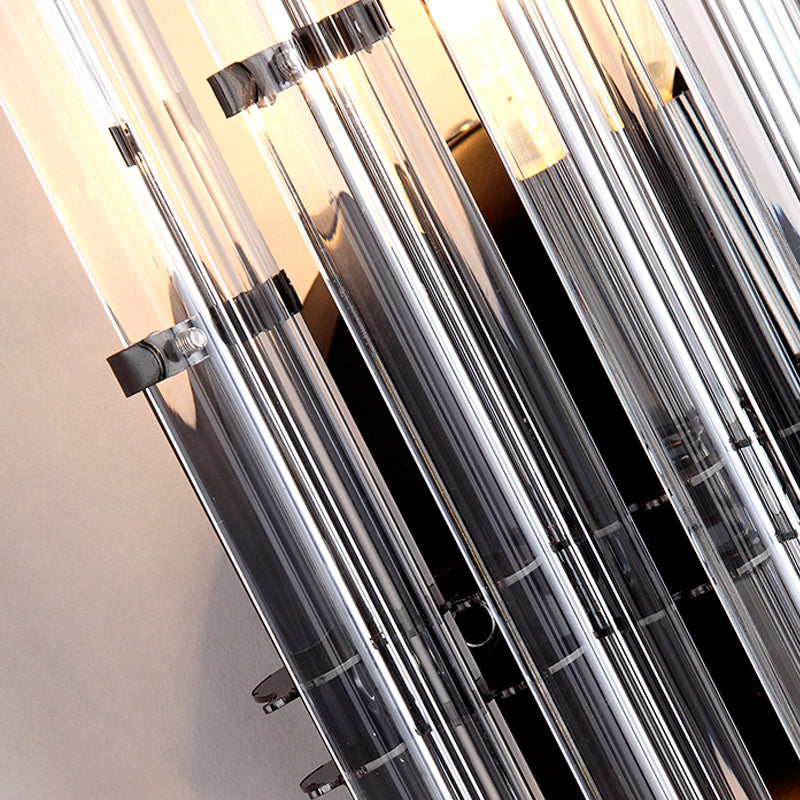 Modernist Style Tubular Wall Lighting Clear Crystal 2 Lights Living Room Wall Light Fixture in Chrome