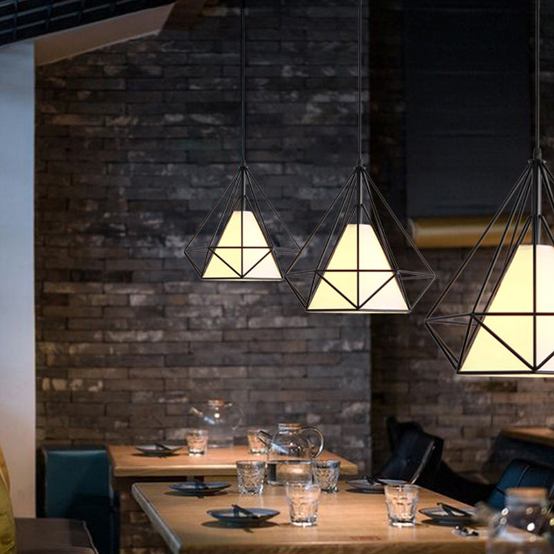 3 lichten diamant kooi hangers industrieel ijzerplafond hanger met hangende koord voor bar