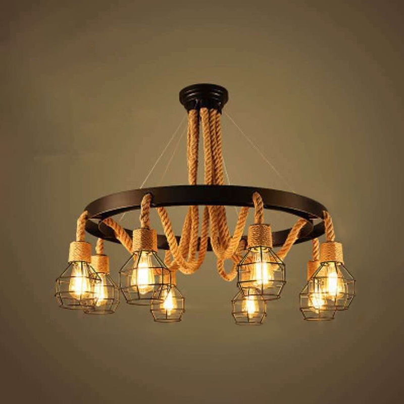 Cage Multi Drop Light Adats Industrial Metal Impiccing a sospensione per il ristorante