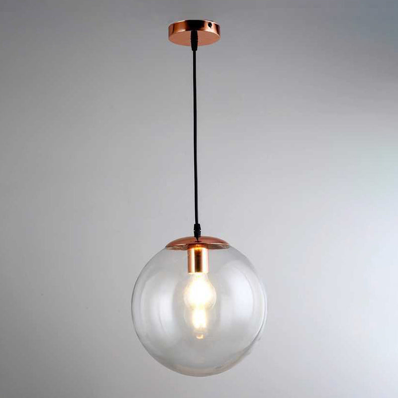 1 Light Round Hanging Ceiling Lights Industrial Style Glass Hanging Light Fixtures for Restaurant