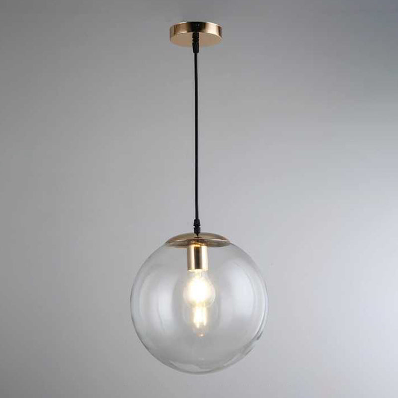 1 Light Round Hanging Ceiling Lights Industrial Style Glass Hanging Light Fixtures for Restaurant
