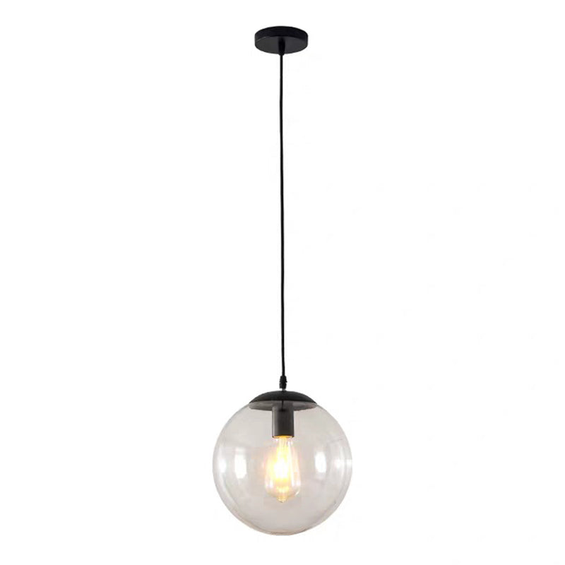 1 Light Round Hanging Ceiling Lights Industrial Style Glass Hanging Light Fixtures for Restaurant
