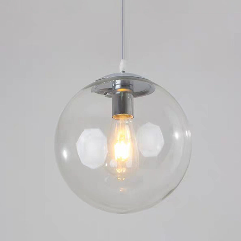 1 Light Round Hanging Ceiling Lights Industrial Style Glass Hanging Light Fixtures for Restaurant
