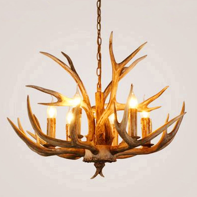 Finition en bois Affoux de lustre d'éclairage de résine rustique lampe suspendue au plafond de salon en résine rustique