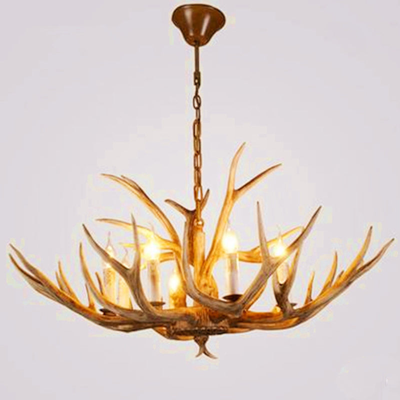 Finition en bois Affoux de lustre d'éclairage de résine rustique lampe suspendue au plafond de salon en résine rustique