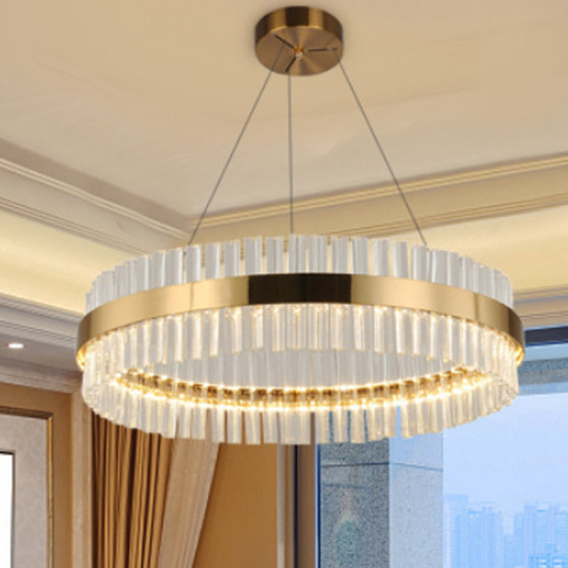 LED LAD ROURD CHANDELIER SPENDANTE Minimalistica Finitura in oro in oro a sospensione per camera da letto
